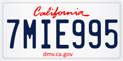 CA license plate 7MIE995