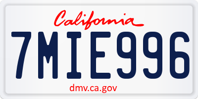 CA license plate 7MIE996