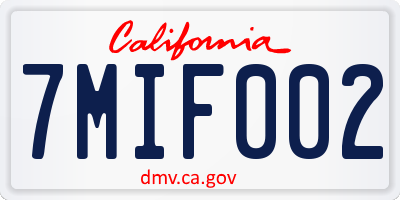 CA license plate 7MIF002