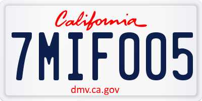 CA license plate 7MIF005