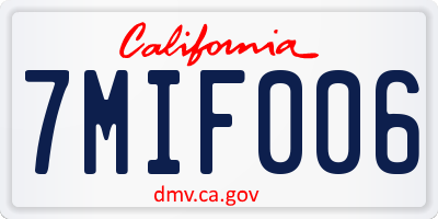 CA license plate 7MIF006