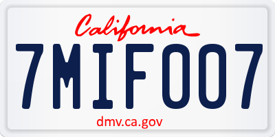 CA license plate 7MIF007