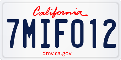 CA license plate 7MIF012
