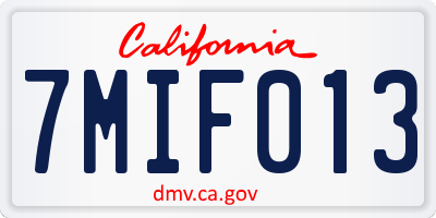 CA license plate 7MIF013