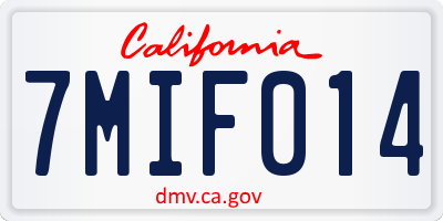 CA license plate 7MIF014