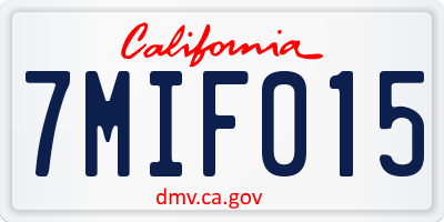 CA license plate 7MIF015