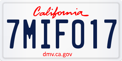 CA license plate 7MIF017