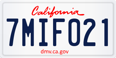 CA license plate 7MIF021