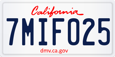 CA license plate 7MIF025