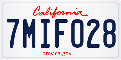 CA license plate 7MIF028