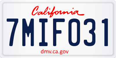 CA license plate 7MIF031