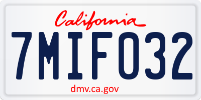 CA license plate 7MIF032