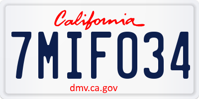 CA license plate 7MIF034