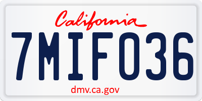 CA license plate 7MIF036