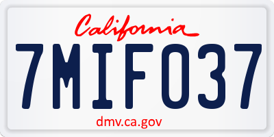 CA license plate 7MIF037