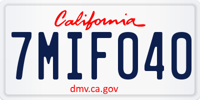 CA license plate 7MIF040