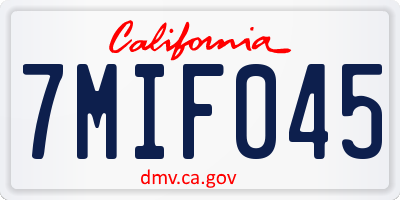 CA license plate 7MIF045