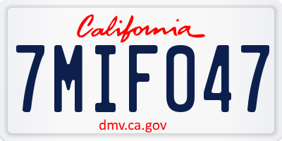 CA license plate 7MIF047