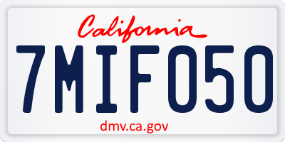 CA license plate 7MIF050
