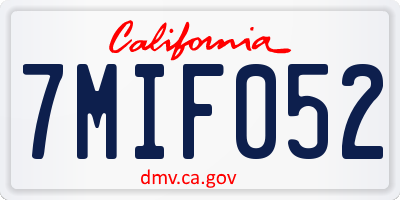 CA license plate 7MIF052