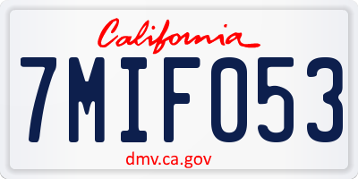 CA license plate 7MIF053