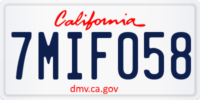CA license plate 7MIF058