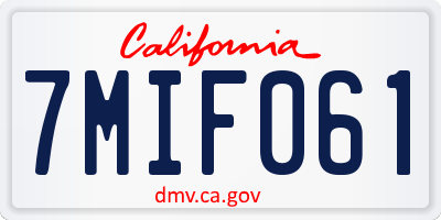 CA license plate 7MIF061