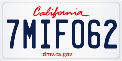 CA license plate 7MIF062