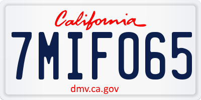 CA license plate 7MIF065