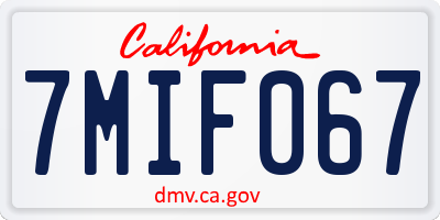 CA license plate 7MIF067