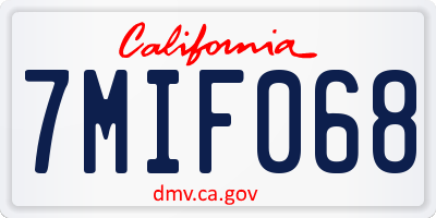 CA license plate 7MIF068