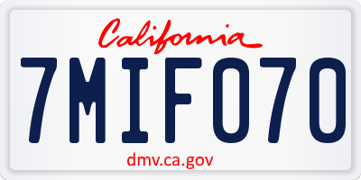 CA license plate 7MIF070