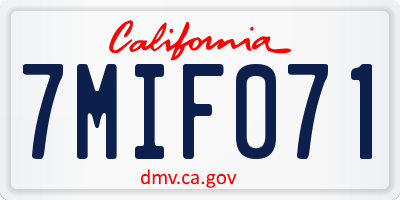 CA license plate 7MIF071
