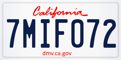 CA license plate 7MIF072