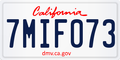 CA license plate 7MIF073