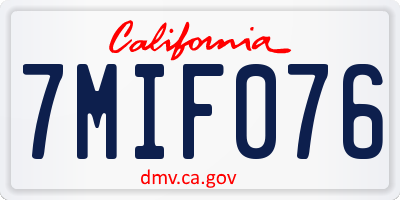 CA license plate 7MIF076