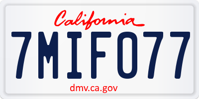 CA license plate 7MIF077