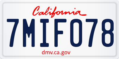 CA license plate 7MIF078