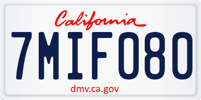 CA license plate 7MIF080