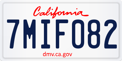 CA license plate 7MIF082