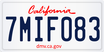 CA license plate 7MIF083