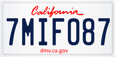 CA license plate 7MIF087