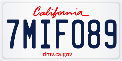 CA license plate 7MIF089