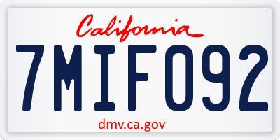 CA license plate 7MIF092