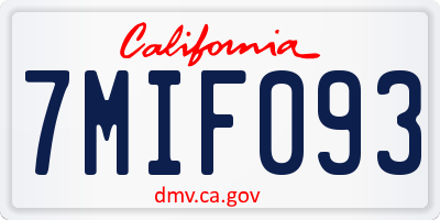 CA license plate 7MIF093