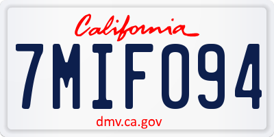 CA license plate 7MIF094