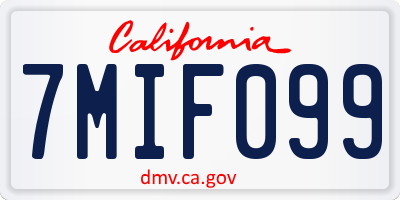 CA license plate 7MIF099