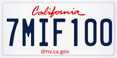CA license plate 7MIF100