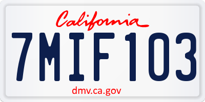 CA license plate 7MIF103