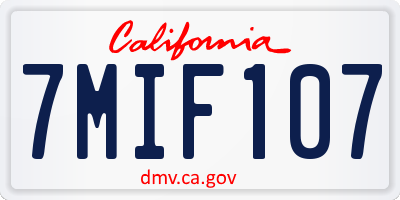 CA license plate 7MIF107